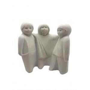 Marbell Belgium Stone Sculpture Three Figures Modernist Family Art